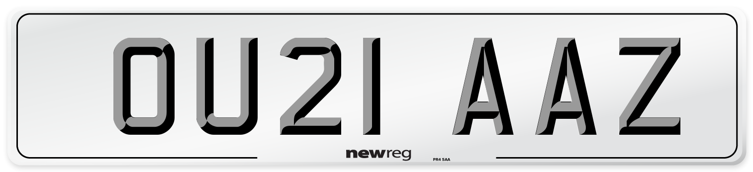 OU21 AAZ Number Plate from New Reg